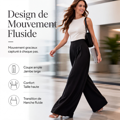 Pantalon fluide taille haute à jambes larges pour femme