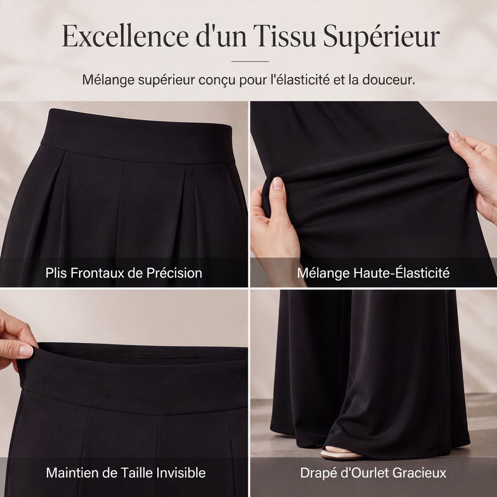 Pantalon fluide taille haute à jambes larges pour femme