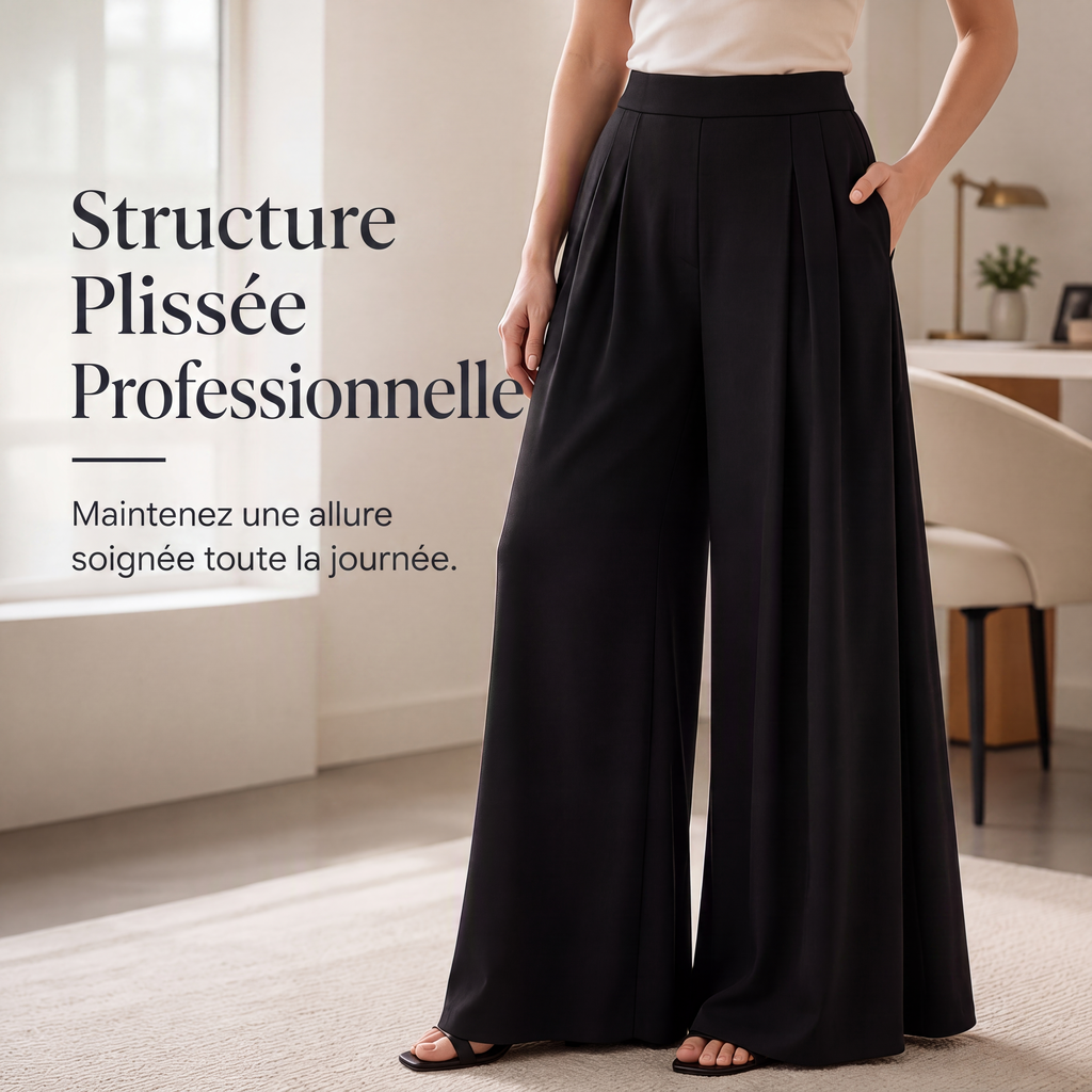 Pantalon fluide taille haute à jambes larges pour femme