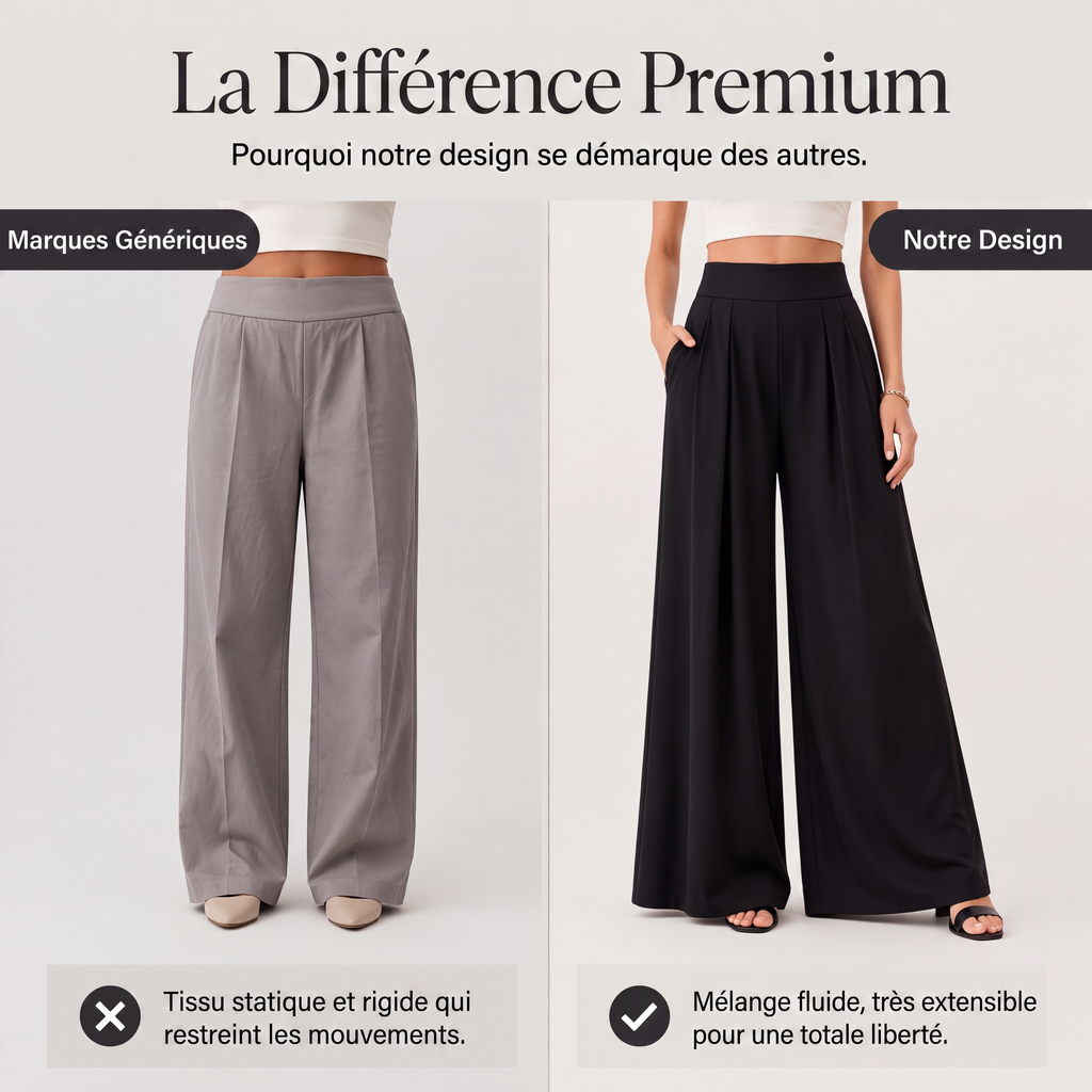 Pantalon fluide taille haute à jambes larges pour femme