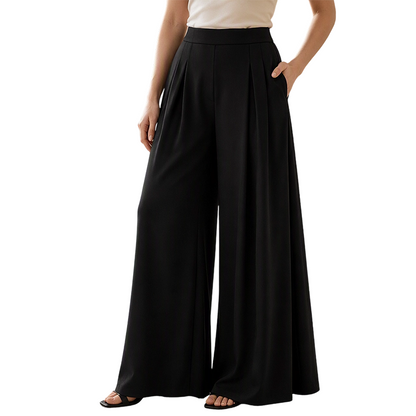 Pantalon fluide taille haute à jambes larges pour femme