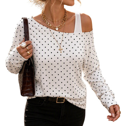 Sweat décontracté à imprimé léopard, épaule dénudée, ample, manches longues, en mélange de coton, haut style pull