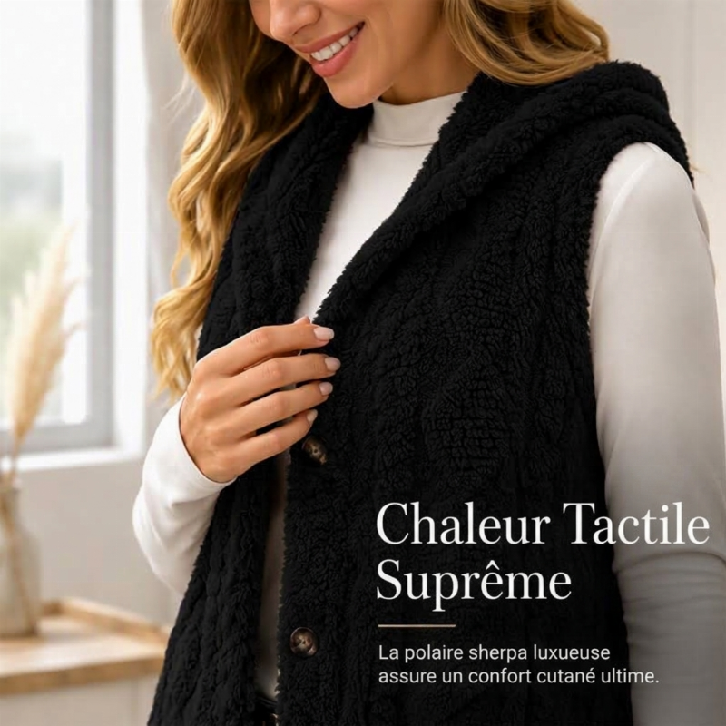 Gilet à capuche doux et chaud pour femme
