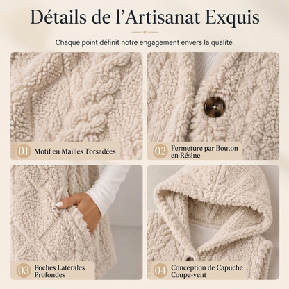 Gilet à capuche doux et chaud pour femme