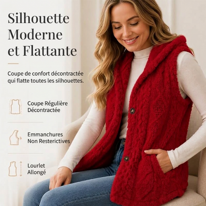 Gilet à capuche doux et chaud pour femme