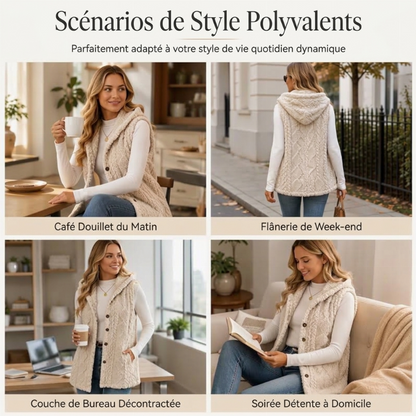 Gilet à capuche doux et chaud pour femme