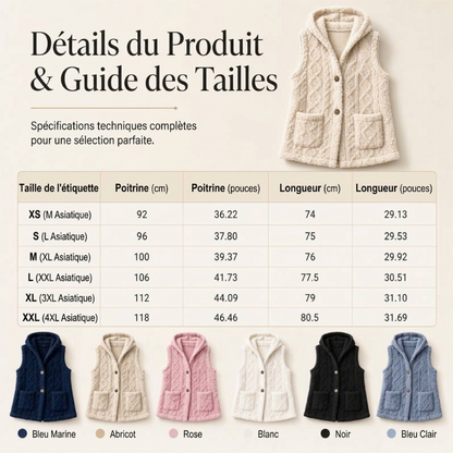 Gilet à capuche doux et chaud pour femme