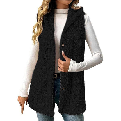 Gilet à capuche doux et chaud pour femme