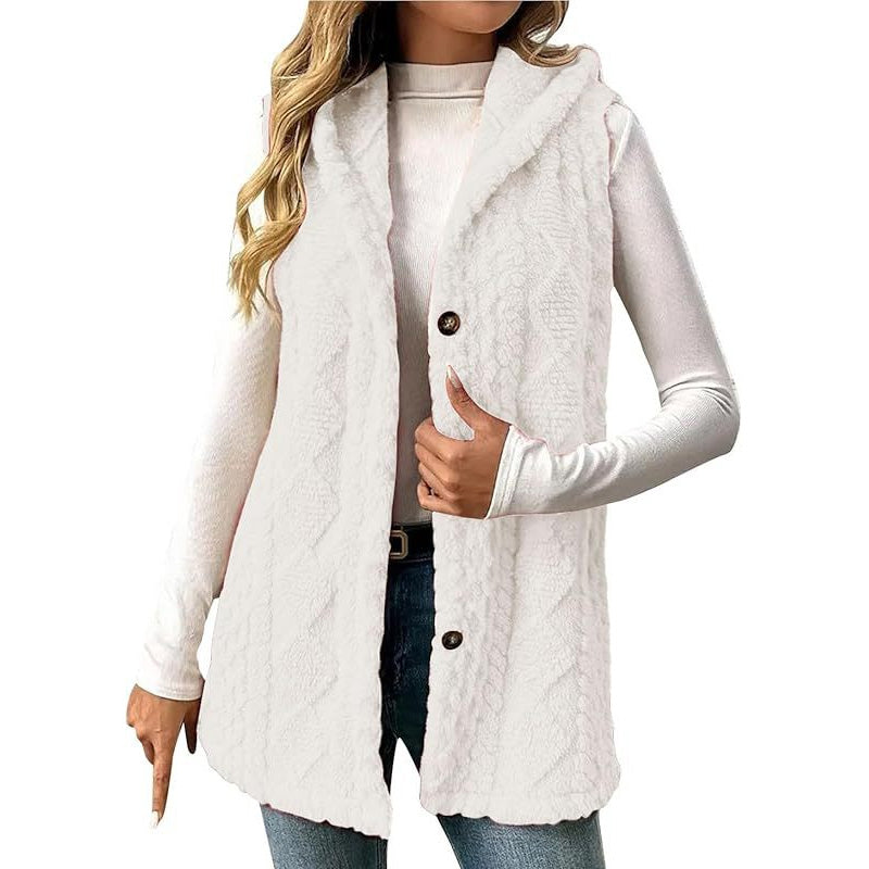 Gilet à capuche doux et chaud pour femme