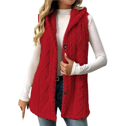 Gilet à capuche doux et chaud pour femme