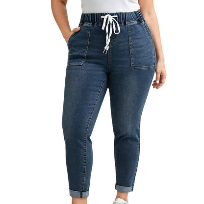 Jean femme à taille élastique avec poches