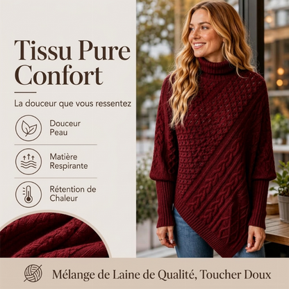 Pull poncho en maille torsadée pour femme