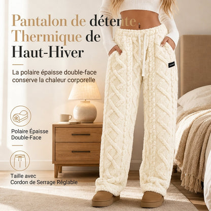 Pantalons de détente décontractés pour femme doublés de flanelle chaude