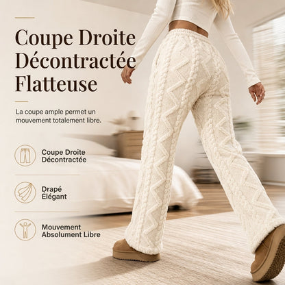 Pantalons de détente décontractés pour femme doublés de flanelle chaude