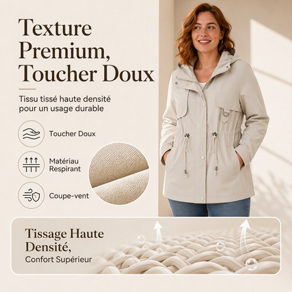 Veste à capuche mi-longue décontractée et chaude pour femme