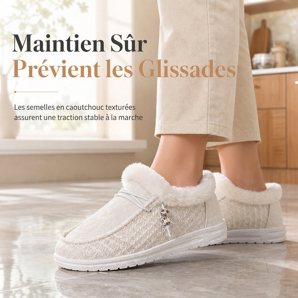 Chaussures en coton pelucheux chaudes pour femme
