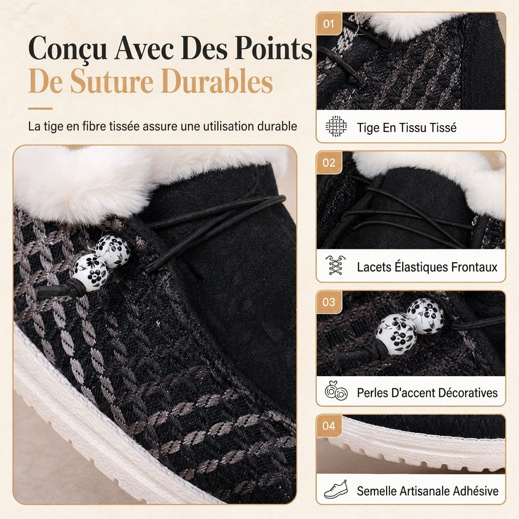 Chaussures en coton pelucheux chaudes pour femme