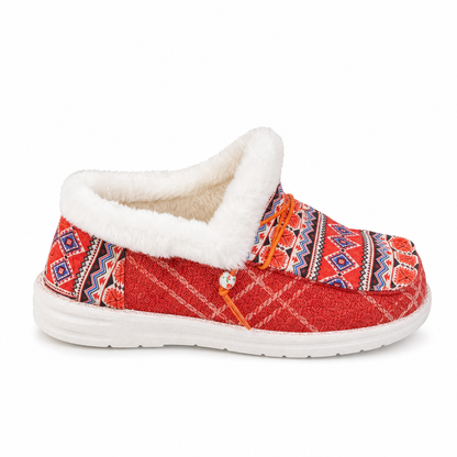Chaussures en coton pelucheux chaudes pour femme