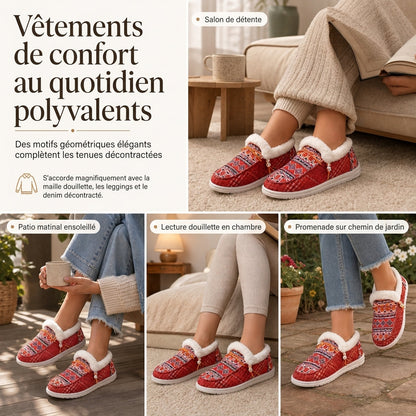 Chaussures en coton pelucheux chaudes pour femme