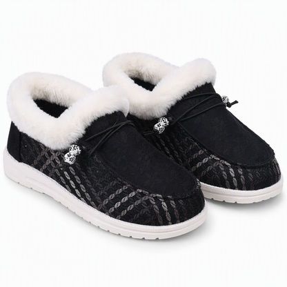 Chaussures en coton pelucheux chaudes pour femme