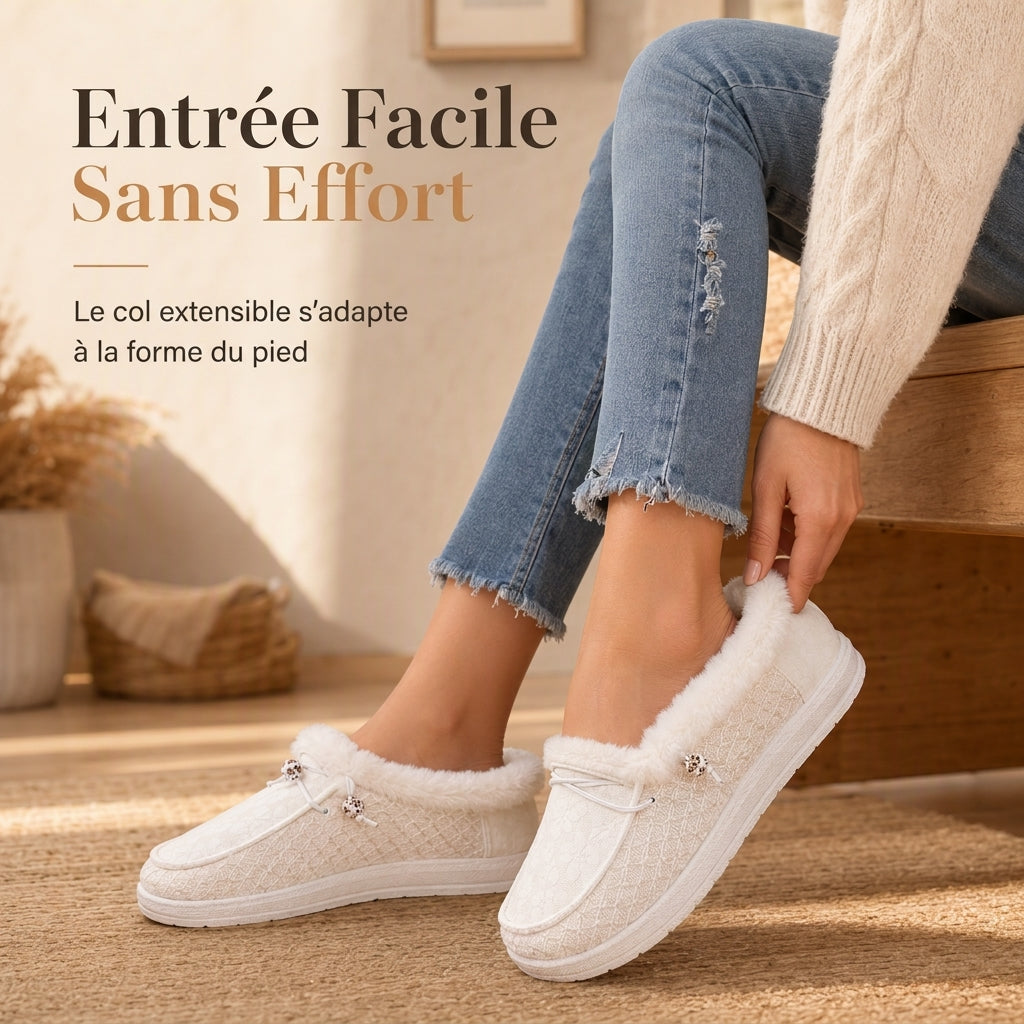 Chaussures en coton pelucheux chaudes pour femme