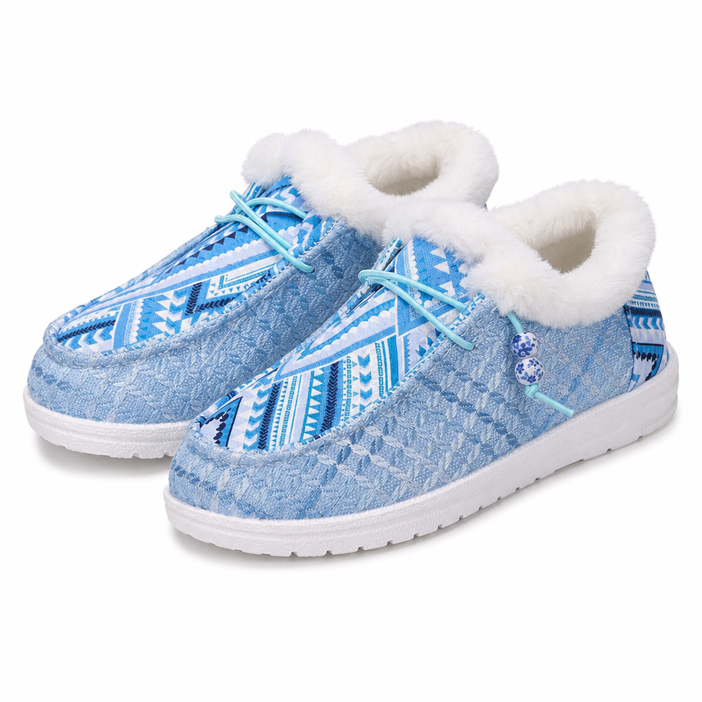 Chaussures en coton pelucheux chaudes pour femme