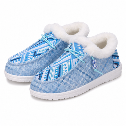 Chaussures en coton pelucheux chaudes pour femme