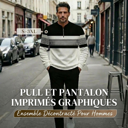 ⏰🔥OFFRE LIMITÉE : -50 % ET LIVRAISON GRATUITE !🔥PLUS DE 50 000 EXEMPLAIRES VENDUS !🧵 Ensemble pour homme : sweat à imprimé graphique et pantalon – Un style streetwear audacieux. Un confort absolu pour se détendre ou faire ses courses👖