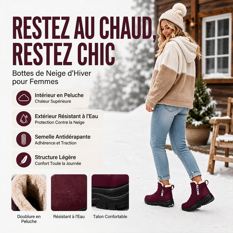 Bottes de neige imperméables et antidérapantes pour femme