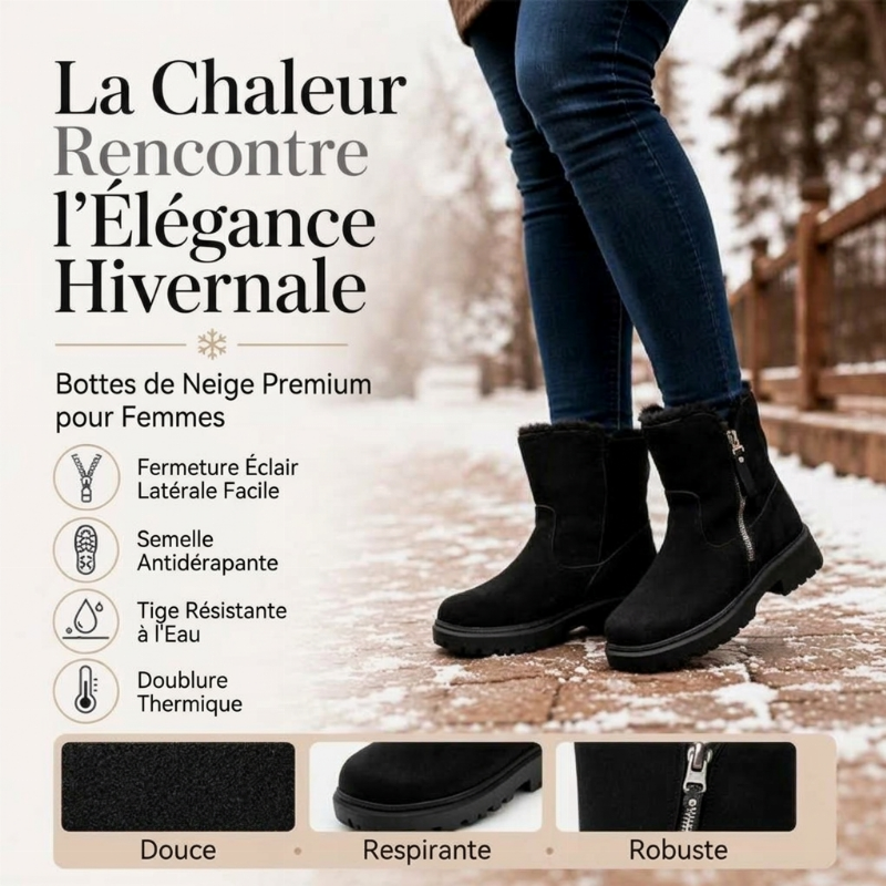 Bottes de neige chaudes d'hiver antidérapantes pour femme