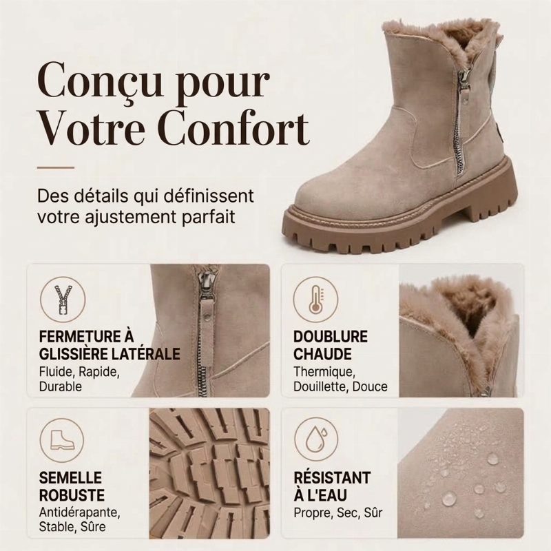 Bottes de neige chaudes d'hiver antidérapantes pour femme