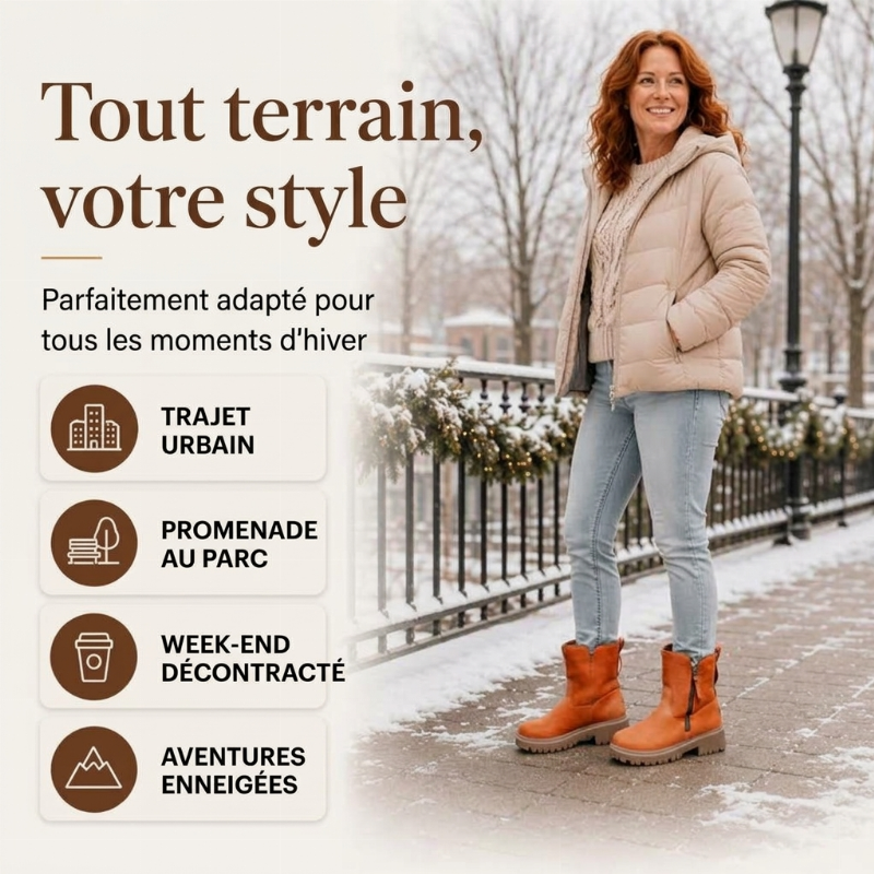 Bottes de neige chaudes d'hiver antidérapantes pour femme