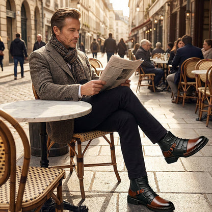 Bottes cheville homme bicolores à fermeture éclair