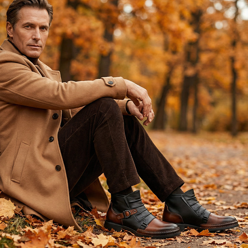 Bottes cheville homme bicolores à fermeture éclair