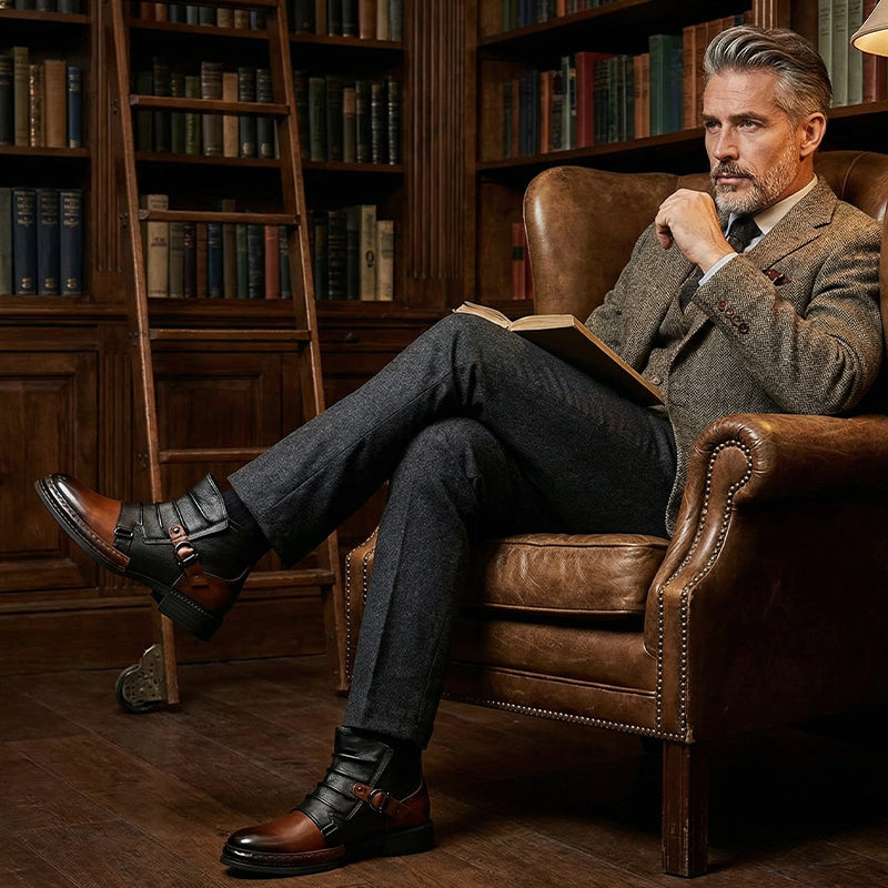 Bottes cheville homme bicolores à fermeture éclair