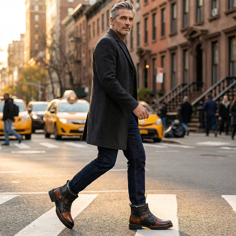 Bottes cheville homme bicolores à fermeture éclair