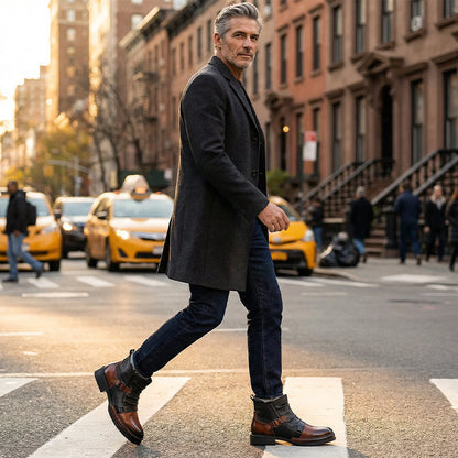 Bottes cheville homme bicolores à fermeture éclair