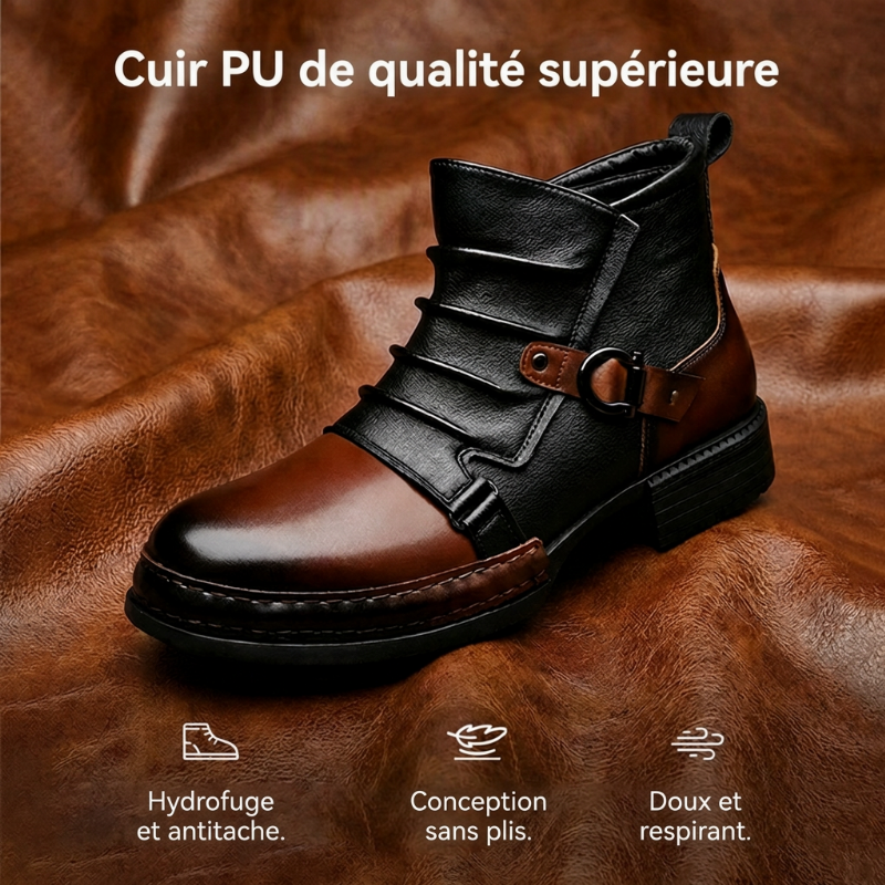 Bottes cheville homme bicolores à fermeture éclair