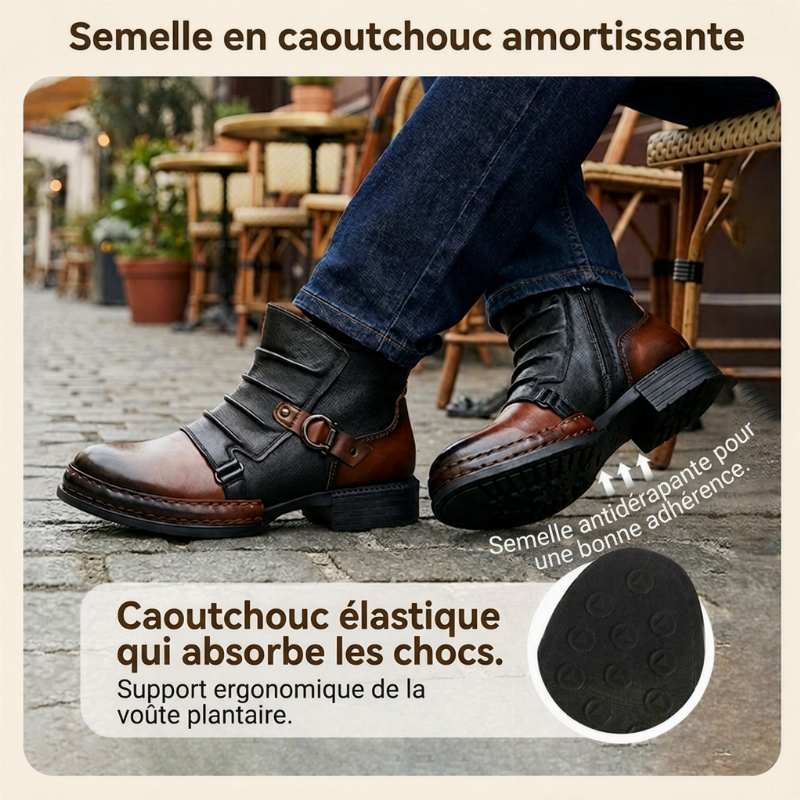 Bottes cheville homme bicolores à fermeture éclair