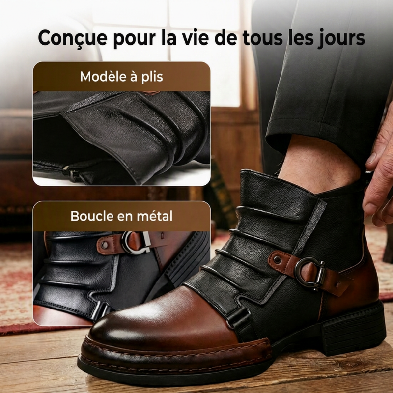 Bottes cheville homme bicolores à fermeture éclair