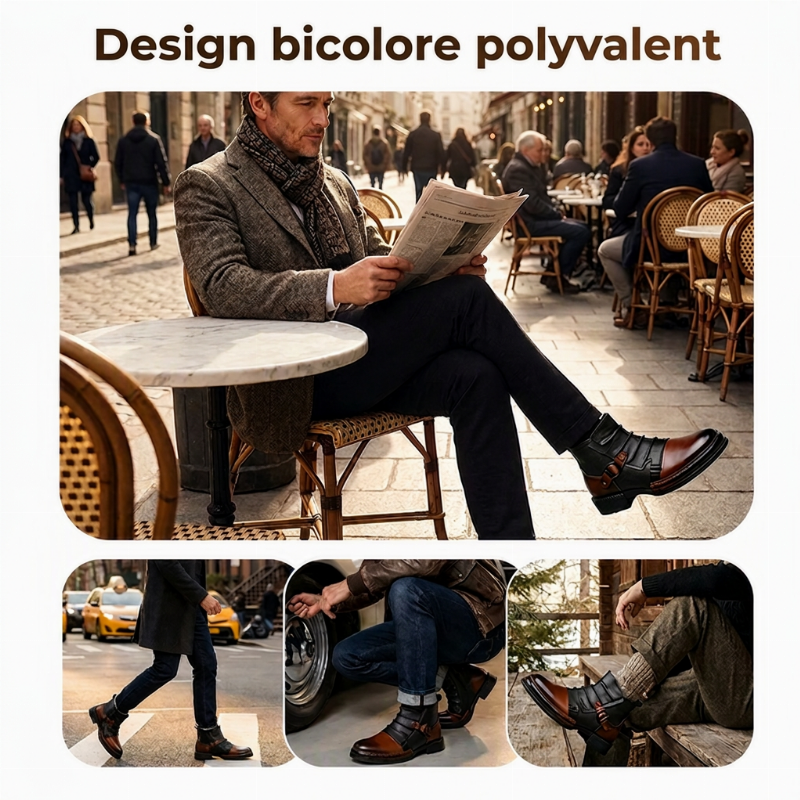 Bottes cheville homme bicolores à fermeture éclair