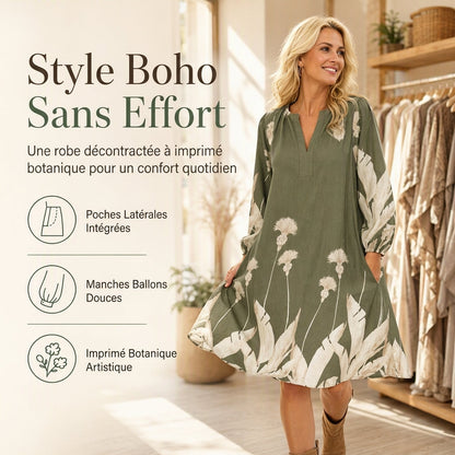 Robe pour femme disponible en marron et vert, tailles S à 5XL