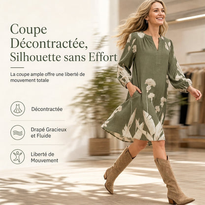 Robe pour femme disponible en marron et vert, tailles S à 5XL