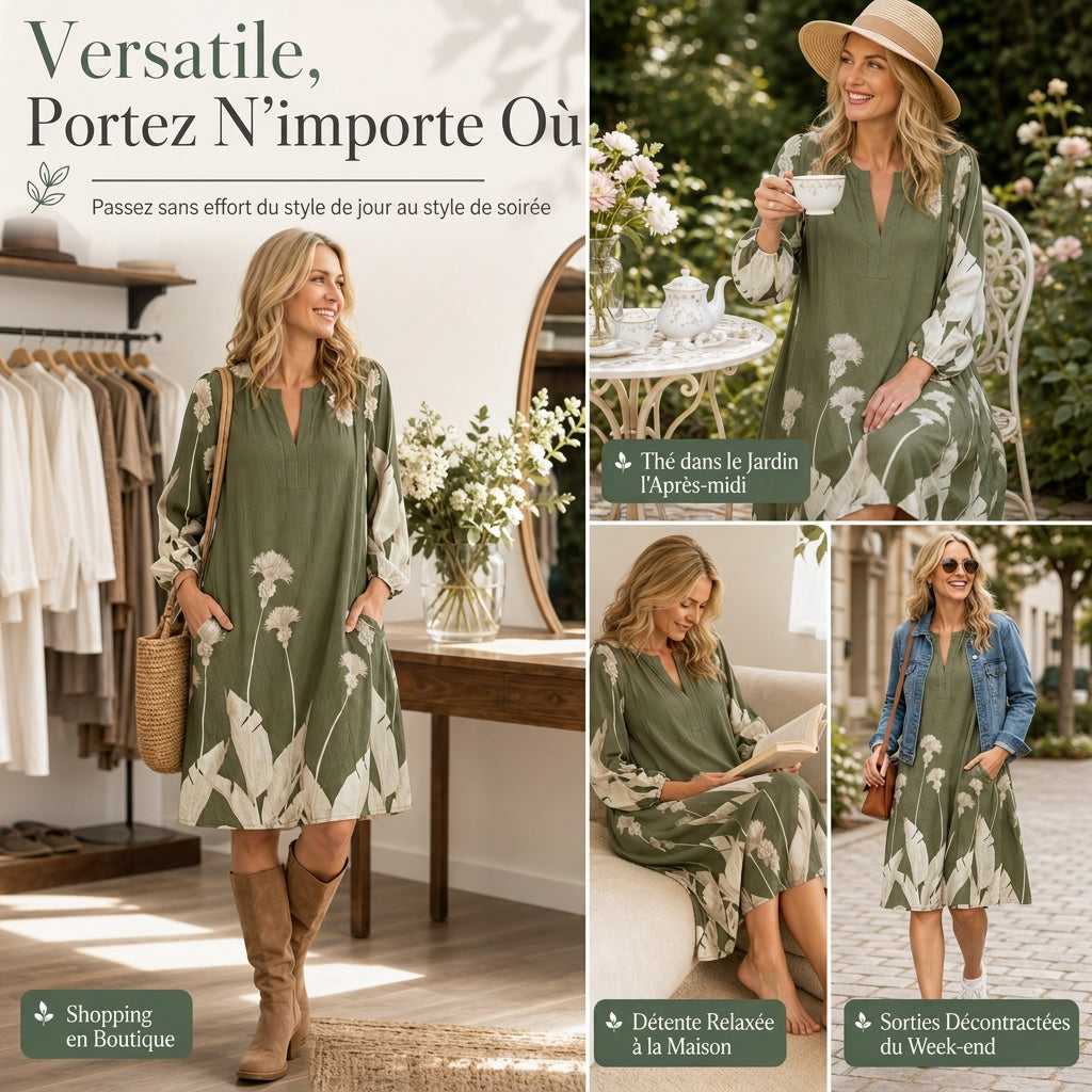 Robe pour femme disponible en marron et vert, tailles S à 5XL