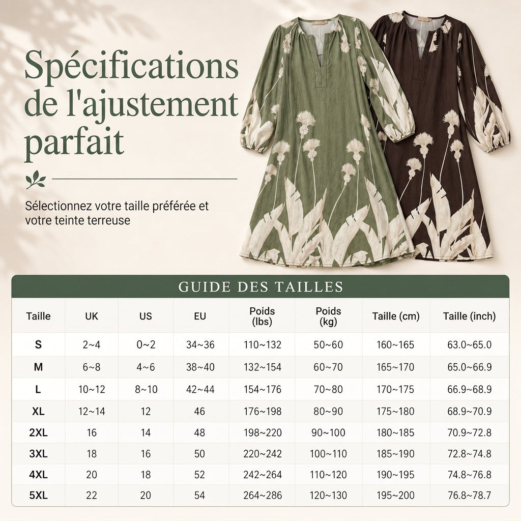 Robe pour femme disponible en marron et vert, tailles S à 5XL