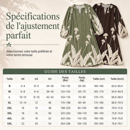 Robe pour femme disponible en marron et vert, tailles S à 5XL