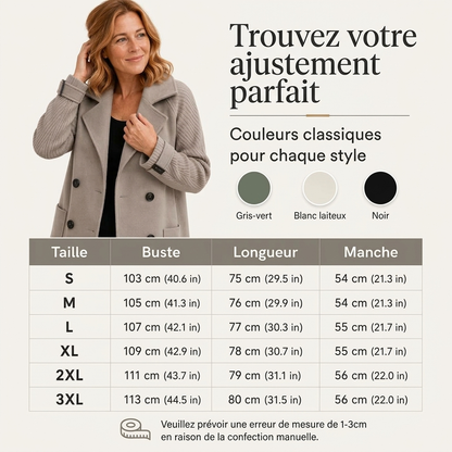Manteau décontracté à double boutonnage et col revers pour femme