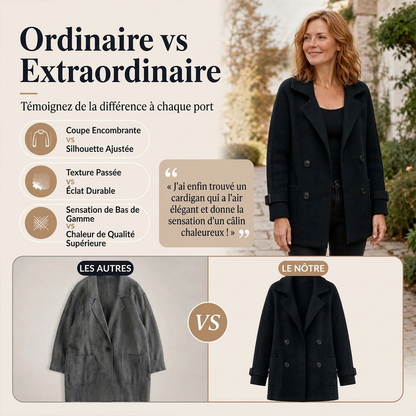 Manteau décontracté à double boutonnage et col revers pour femme