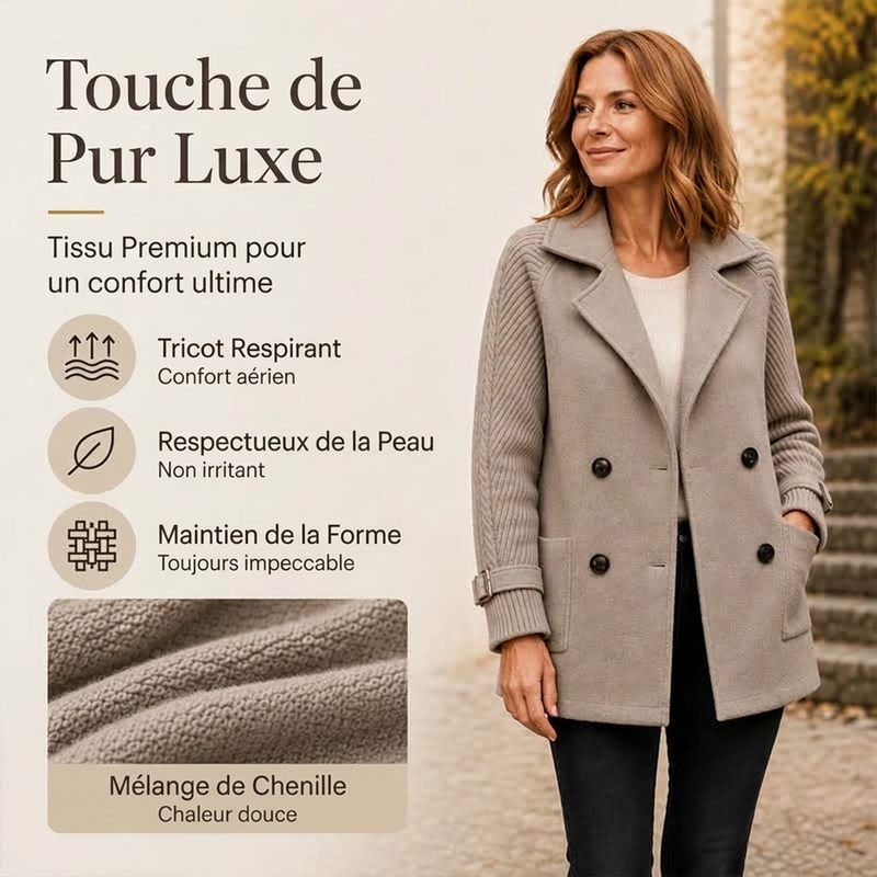 Manteau décontracté à double boutonnage et col revers pour femme