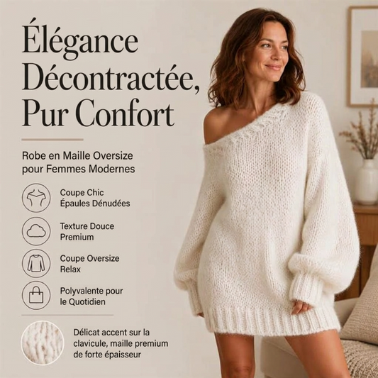 Robe pull décontractée pour femme, style épaules nues et douce